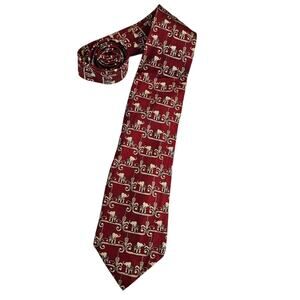 Vintage Marco Polo Mens Tie Necktie Red Cream Elephant Print